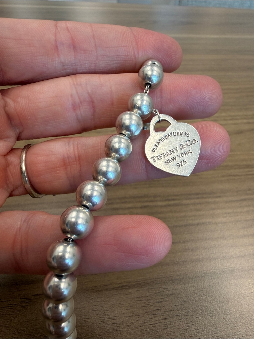 Tiffany & Co. Silver Heart Tag Bead Bracelet - Picture 4 of 4